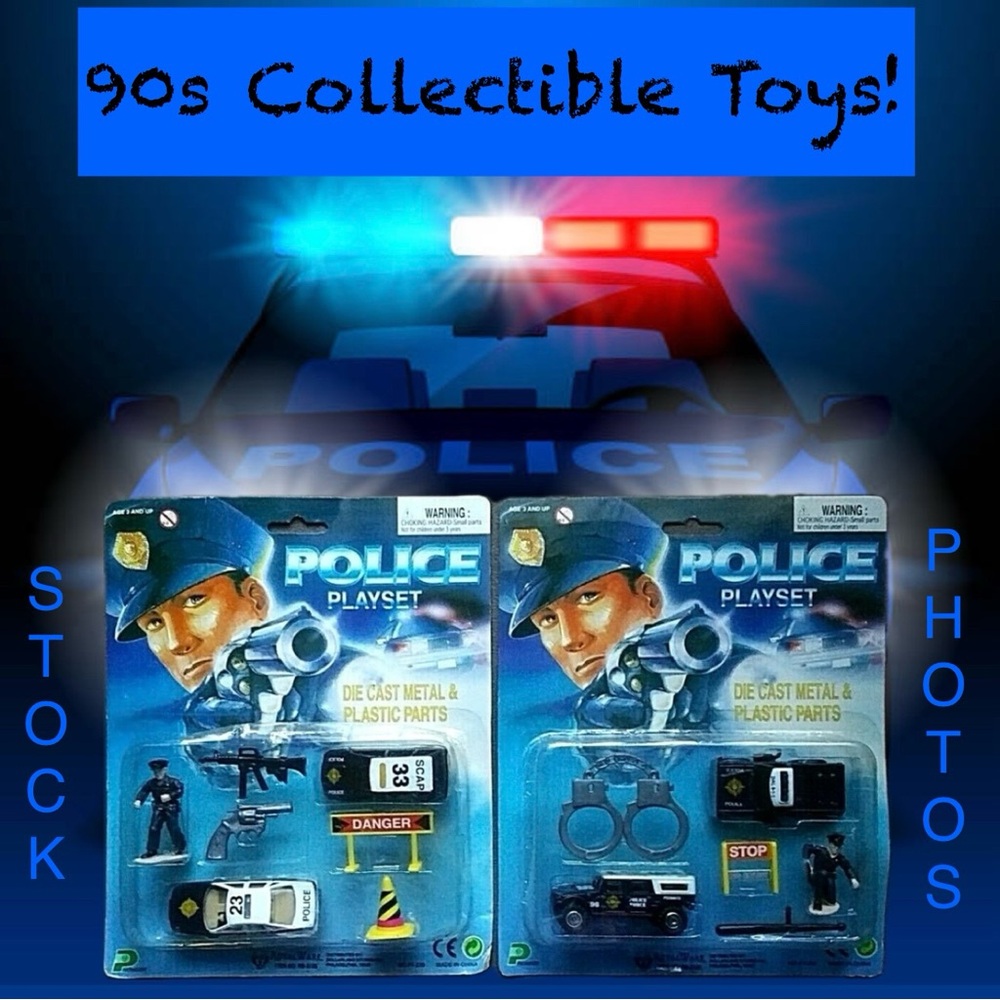 NWD 90s Toys Collectible Police Playsets 2 Police Playset w Die-Cast Metal Parts